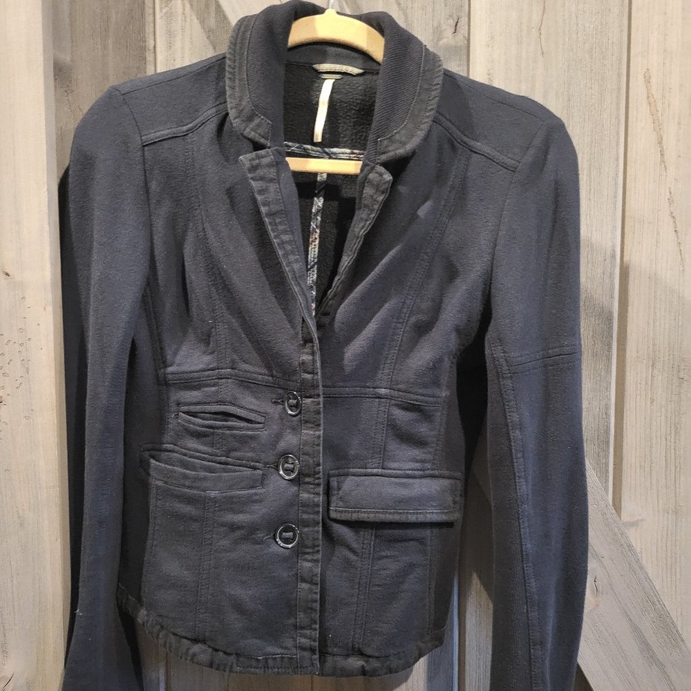 Free People Cotton Black Blazer XS